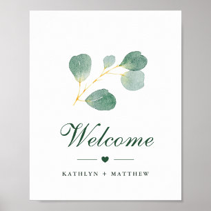 Elegant Eukalyptus Greenerity Wedding Welcome Poster
