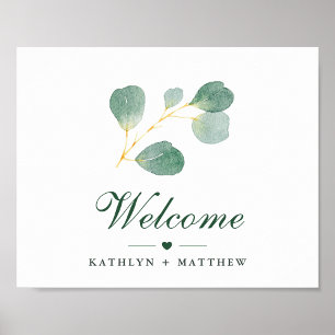 Elegant Eukalyptus Greenerity Wedding Welcome Poster