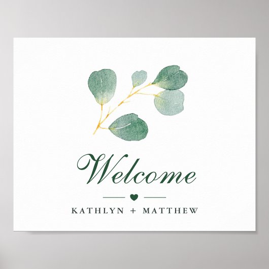 Elegant Eukalyptus Greenerity Wedding Welcome Poster