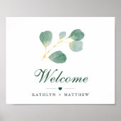 Elegant Eukalyptus Greenerity Wedding Welcome Poster (Vorne)