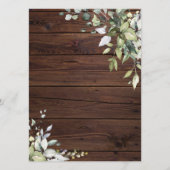 Elegant Eukalyptus Greenerity Wood Wedding Menu Menükarte (Rückseite)