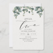 Elegant Eukalyptus Greenery 2. Geburtstag Party Einladung (Vorderseite)