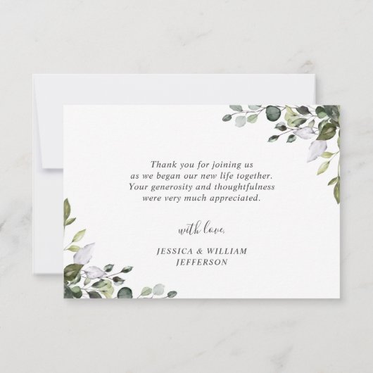 Elegant Eukalyptus Greenery 3 FOTO Wedding Dankeskarte (Rückseite)
