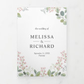 Elegant Eukalyptus Greenery All in One Wedding Dreifach Gefaltete Einladung (Cover)