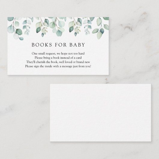 Elegant Eukalyptus Greenery Book Request Begleitkarte (Vorne/Hinten)