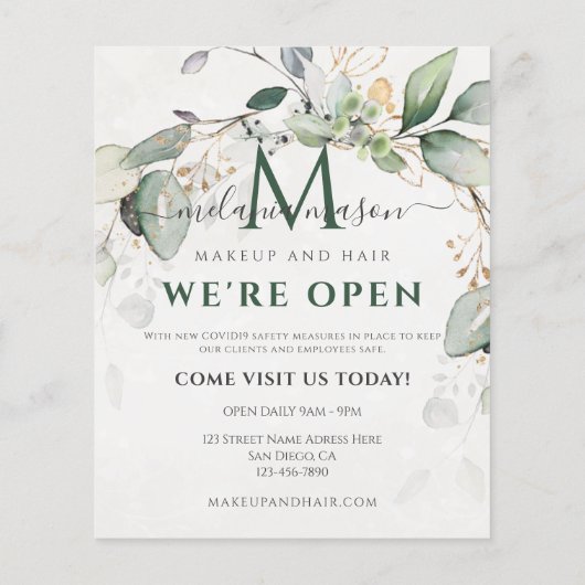 Elegant Eukalyptus Greenery Botanical Flyer (Hinten)