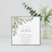 Elegant Eukalyptus Greenery Brautparty Einladung (Stehend Vorderseite)