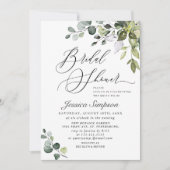 Elegant Eukalyptus Greenery Brautparty Einladung (Vorderseite)