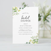 Elegant Eukalyptus Greenery Brautparty Invitati Einladung (Stehend Vorderseite)