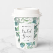 Elegant Eukalyptus Greenery Brautparty Name Pappbecher (Rückseite)