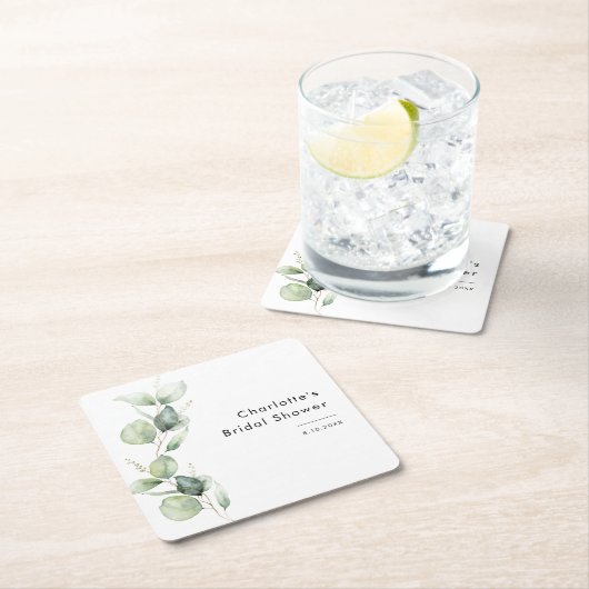 Elegant Eukalyptus Greenery Brautparty Rechteckiger Pappuntersetzer (Vor Ort)