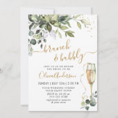 Elegant Eukalyptus Greenery Brunch & Bubbly Einladung (Vorderseite)