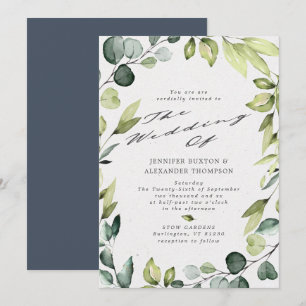 Elegant Eukalyptus Greenery Calligraphy Wedding Einladung