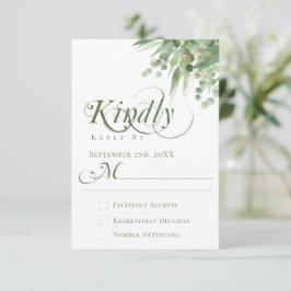 Elegant Eukalyptus Greenery Calligraphy Wedding RSVP Karte