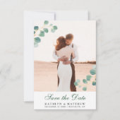Elegant Eukalyptus Greenery Calligraphy Wedding Save The Date (Vorderseite)
