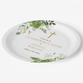 Elegant Eukalyptus Greenery Confirmation Pappteller (Schrägansicht)