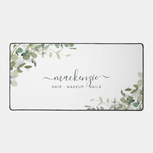Elegant Eukalyptus Greenery Custom Schreibtischunterlage (Vorderseite)