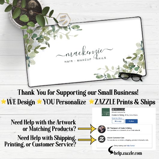 Elegant Eukalyptus Greenery Custom Schreibtischunterlage