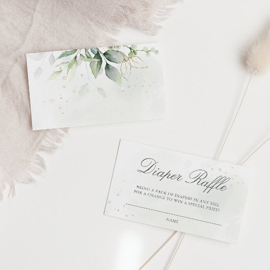 Elegant Eukalyptus Greenery Diaper Raffle Begleitkarte