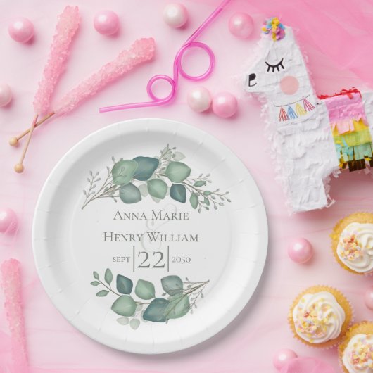 Elegant Eukalyptus Greenery Foliage Blätter Pappteller (Party)