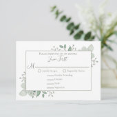 Elegant Eukalyptus Greenery Foliage Blätter RSVP Karte (Stehend Vorderseite)