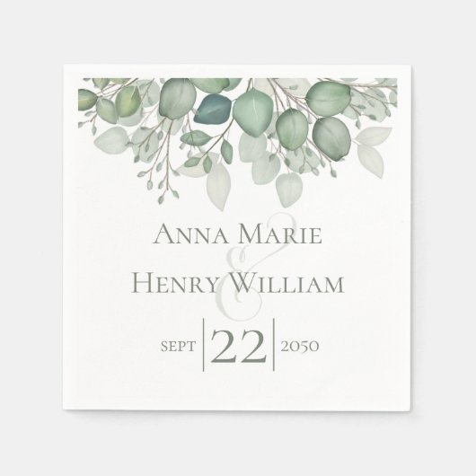 Elegant Eukalyptus Greenery Foliage Blätter Serviette (Vorderseite)