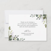 Elegant Eukalyptus Greenery FOTO Dankeskarte (Rückseite)