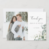 Elegant Eukalyptus Greenery Foto Dankeskarte (Vorderseite)