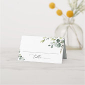 Elegant Eukalyptus Greenery Gefaltete Platzkarte (Vorderseite)