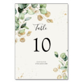 Elegant Eukalyptus Greenery & Gold Akzente Hochzei Tischnummer (Vorderseite)