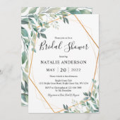 Elegant Eukalyptus Greenery Gold Brautparty Einladung (Vorne/Hinten)