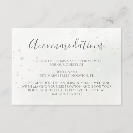 Elegant Eukalyptus Greenery Gold Unterkünfte Begleitkarte (Vorderseite)