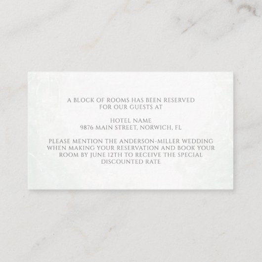 Elegant Eukalyptus Greenery Gold Unterkünfte Begleitkarte (Rückseite)