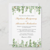 Elegant Eukalyptus Greenery Gold Wedding Einladung (Vorderseite)
