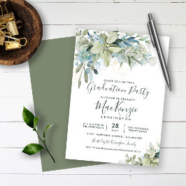 Elegant Eukalyptus Greenery Graduation Party Einladung