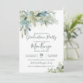 Elegant Eukalyptus Greenery Graduation Party Einladung (Stehend Vorderseite)