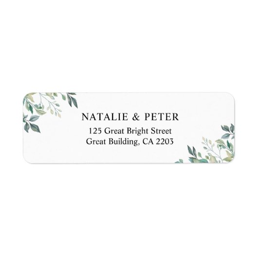 Elegant Eukalyptus Greenery Grüne Rücksendeadresse (Vorne)