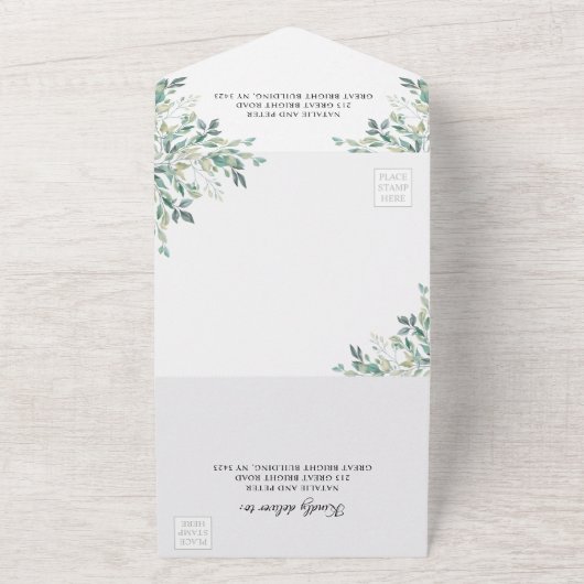 Elegant Eukalyptus Greenery Grüne Rustikale Hochze All In One Einladung (Außenbereich)