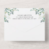 Elegant Eukalyptus Greenery Grüne Rustikale Hochze All In One Einladung (Rückseite)