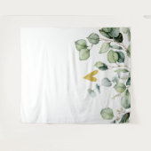 Elegant Eukalyptus Greenery Herz Hochzeit Hintergr Wandteppich (Vorderseite (Horizontal))