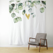 Elegant Eukalyptus Greenery Herz Hochzeit Hintergr Wandteppich (Beispiel)