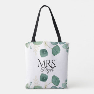 Elegant Eukalyptus Greenery Individuelle Name Brid Tasche