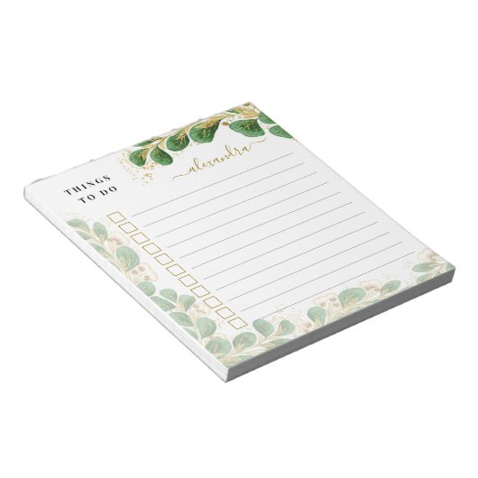 Elegant Eukalyptus Greenery Linden Dinge zu tun Notizblock (angewinkelt)