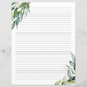 Elegant Eukalyptus Greenery Lined Writing Paper (Rückseite)