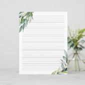 Elegant Eukalyptus Greenery Lined Writing Paper (Stehend Vorderseite)