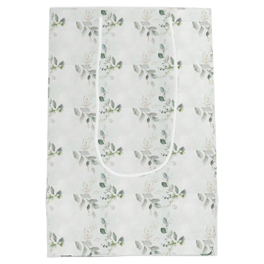 Elegant Eukalyptus Greenery Mittlere Geschenktüte (Rückseite)