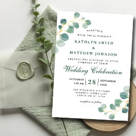Elegant Eukalyptus Greenery Moderne Hochzeit Magneteinladung
