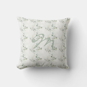 Elegant Eukalyptus Greenery Monogram Kissen