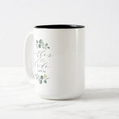Elegant Eukalyptus Greenery Mutter der Bride Zweifarbige Tasse (Vorderseite Links)