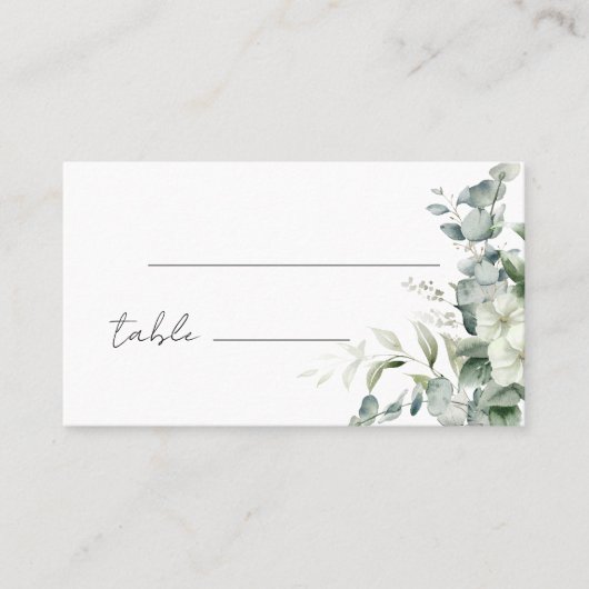 Elegant Eukalyptus Greenery Platzkarte (Vorderseite)